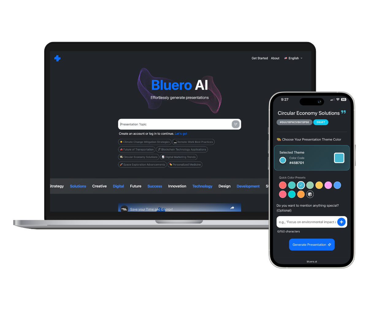 Screenshot des Bluero AI Projekts