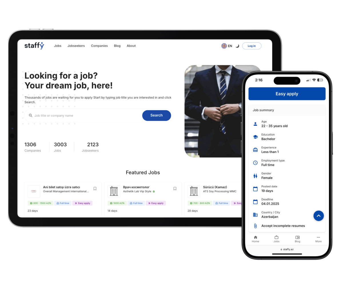 Screenshot des Staffy Projekts